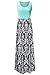 Zattcas Womens Summer Contrast Sleeveless Tank Top Floral Print Maxi Dress Mint Black X-Large