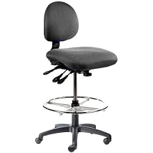 BodyBilt J206 F1 Black Fabric Stool with 5.5" Height Adjustment, 12" Length x 14" Width Backrest, Grade 3
