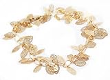 Beautiful 24k Gold Layered (GL) 9 Many Leaves/Leaf Anklet/Bracelet ~ LIFETIME WARRANTY Comes Gift Boxed