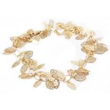 Beautiful 24k Gold Layered (GL) 9 Many Leaves Leaf Anklet Bracelet ~ LIFETIME WARRANTY Comes Gift...