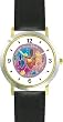 Hanukkah Dreidels Plate Judaica Jewish Theme - WATCHBUDDY&reg; DELUXE TWO-TONE THEME WATCH - Arabic Numbers - Black Leather Strap-Size-Large ( Men's Size or Jumbo Women's Size )