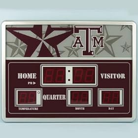 Texas A&M Aggies NCAA Scoreboard Clock and Thermometer (14x19)