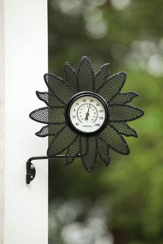 Wall mount metal thermometer: flower