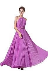 Halter Sleeveless Gathered Charmeuse/Chiffon Evening Dress 