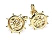 Gold-Tone Men's Cuff Links BOAT'S WHEEL Shaped Cufflinks