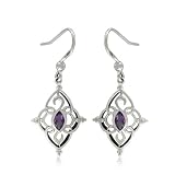 Sterling Silver Amethyst Star-Shaped Celtic Earrings