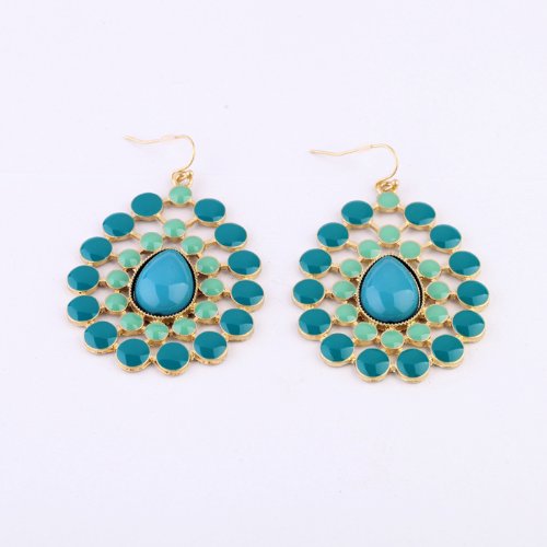 Charm.L Grace Lady Blue Elegant Water Drop Shaped Pendant Earrings Earrings Ear Studs Ed00337