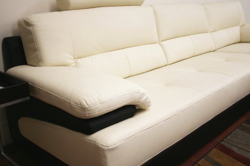 Juliana Cream Leather Modern Sectional Sofa And