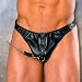 Men's Unique Leather Thong with Ring Lycra Back One Size
