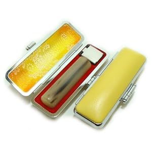 【クリックでお店のこの商品のページへ】銀行印/オランダ水牛印鑑 パステルカラー印鑑ケース(イエロー)付 【13.5mm】: 文房具・オフィス用品