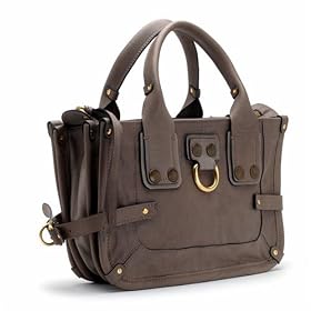 Chloe medium gray calfskin leather tote with tonal brass and gold metal hardware