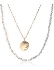 Kenneth Cole New York "Woven" Sculptural Disc and Faceted Bead 2 Row Pendant Necklace, 19"