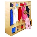 Ecr4kids 5-Section Kids Room Multi-purpose Coat and Dress Storage Locker with bench