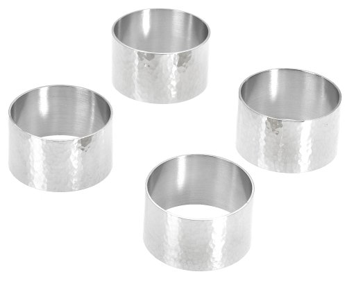 Ginkgo Hammered Pewter Napkin Rings, Set of 4