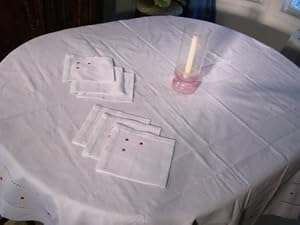 Roses Hand Embroidered Tablecloth + Napkins Set