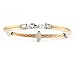 Sterling Silver Girl with Diamonds Bangle and Stainless Steel Cable