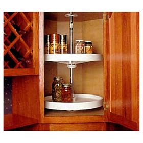 <b>KV Lazy Susan Full Round 2 Polymer Shelves 18" (Set) White</b>