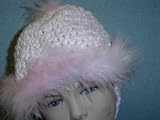 Bh6bppk, Hand Crocheted Baby Pink Cheille Infant Ht with Pink Mribou