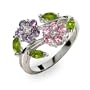 Sterling Silver Purple and Pink Flowers Ring