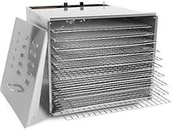 Stainless Steel Food Dehydrator - 10 Trays: Chrome Shelves with 3/4" Holes