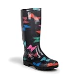 Pretty Mid Calf Bow Print Rain Boots Black