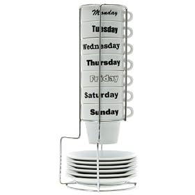 Present Time PT Espresso Cup Set 7 Days a Week Tower Porcelain