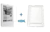 Hard Snap on (CLEAR) Crystal Case Cover + Screen Protector + Blue Fishbone Style Smart Wrap for Amazon Kindle DX Wireless Reading Device (9.7" Display, U.S. Wireless, Latest Generation)