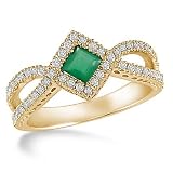 Emerald and Diamond Ring in 14K Yellow Gold