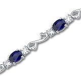 Designed just for you Oval Cut Created Ruby & White CZ Gemstone Bracelet in Sterling Silver
