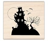 Inkadinkado Mounted Stamp HALLOWEEN HAUNTED HOUSE SCARY SCENE For Scrapbooking, Card Making & Craft Projects