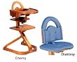 Svan High Chairs from Scandinavian Child with Infant Kit and Cushion, Chambray Cushion with Cherry Wood