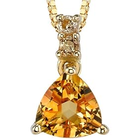 Breathtaking Splendor 0.79 cts Trillion Cut Citrine Diamond Pendant 14Kt Yellow Gold by Citrine
