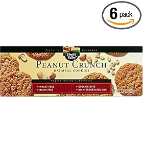 Health Valley Wheat-Free/Dairy-Free Peanut Crunch Oatmeal Cookies, 7.3-Ounce Packages (Pack of 6)