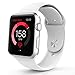 Teslasz Apple Watch Band,Soft Silicone Replacement Sport Wristbands Straps for Apple Watch(White 38 MM)