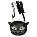 Black Pussy Cat Face Handbag Purse With Strap Fancy Dress Halloween Accessory