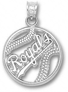 Kansas City Royals Sterling Silver ''ROYALS'' Pierced Baseball Pendant