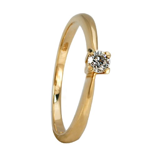 Bella Donna Damen Diamantring 585/000 Gelb-Gold 1 Brillant 0,17ct. Wei&szlig; Piqu&eacute; 60 902527 Preisvergleich