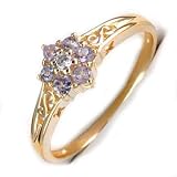 Genuine Tanzanite and 10K Yellow Gold Band Ring Size 7