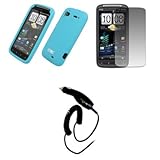 EMPIRE Light Blue Silicone Skin Case Cover + Screen Protector + Car Charger ....