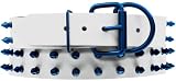 Platinum Pets Genuine WLC29INBLUSPK Large Pearl White Leather Dog Collar with Spikes, Sapphire Blue
