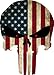 Pomufa Grunge Style US Flag Punisher Skull Reflective Decal 8