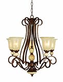 Yosemite Home Decor 81235-5TS Alina Five Light Chandelier with Honey Onyx Stone and Honey Woven Glass in Tortoise Shell Finish, 26