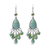 Kingman Turquoise and Peridot Chandelier Earrings