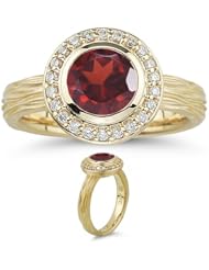 0.22 Cts Diamond & 2.34 Cts Garnet Ring in 14K Yellow Gold