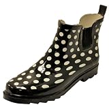 Black & White Polka Dot Quarter Length Rubber Rain Garden Boots