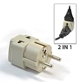 OREI Grounded Universal 2 in 1 Schuko Plug Adapter Type E/F for Germany, France, Europe, Russia & more - High Quality - CE Certified - RoHS Compliant WP-EF-GN