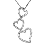 10k White-Gold Diamond Triple Open Heart Drop Pendant (.246cttw, I-J Color, I3 Clarity), 18