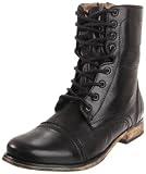 Steve Madden Men's Troopah Lace-Up Boot,Black Leather,11 M US