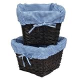 Burlington Baby Small Espresso Willow Basket Set with Liner, Navy