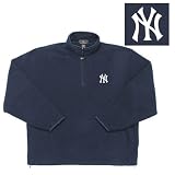 New York Yankees MLB Glacier Fleece Pullover Sweatshirt (Navy Blue)-(Large)